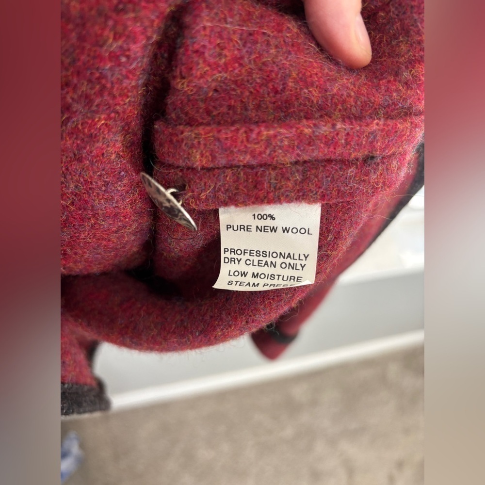 VINTAGE LL Bean Button Up Pockets 100% Pure Wool Red Jacket Coat Blazer  L/XL - Picture 5 of 9